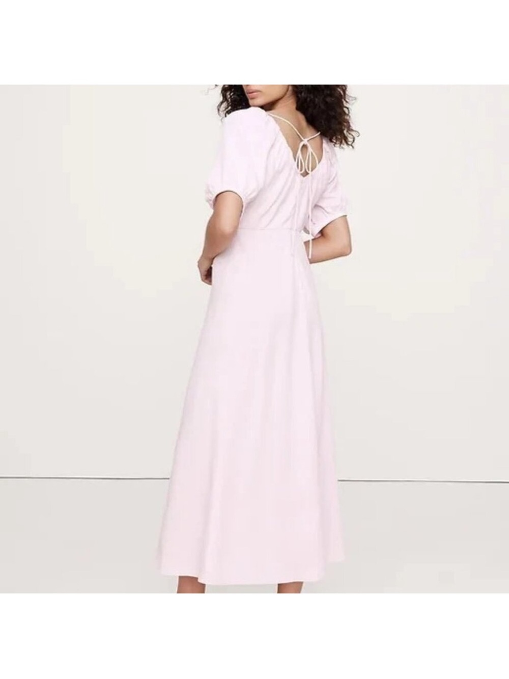 Banana Republic “Dupioni” Light Pink V neck Maxi Dress size 12 - Picture 2 of 5